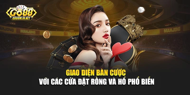 Giao diện bàn cược với các cửa đặt Rồng và Hổ phổ biến