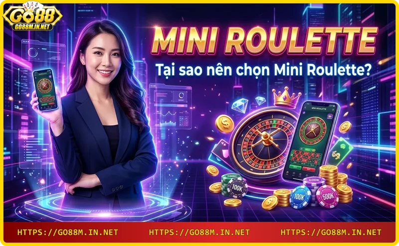 Bánh xe mini roulette với 13 số từ 0 đến 12, chip casino vàng trên bàn xanh