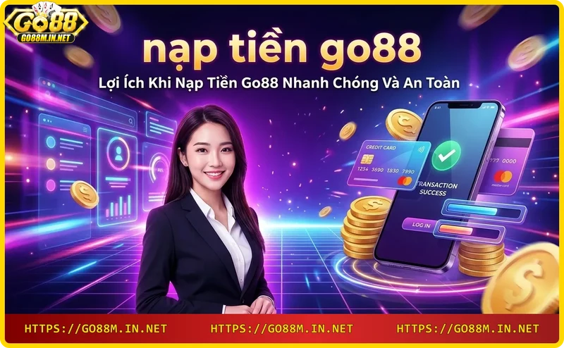 Biểu tượng bảo mật vàng với tiền xu xung quanh thể hiện sự an toàn khi nạp tiền Go88