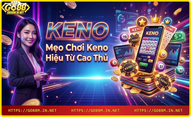 Biểu tượng chiến thuật chơi keno: bộ não kết nối với lưới số và kính lúp