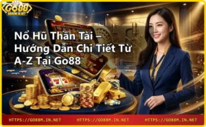 Giao diện game nổ hũ thần tài với tượng thần tài và jackpot tại Go88