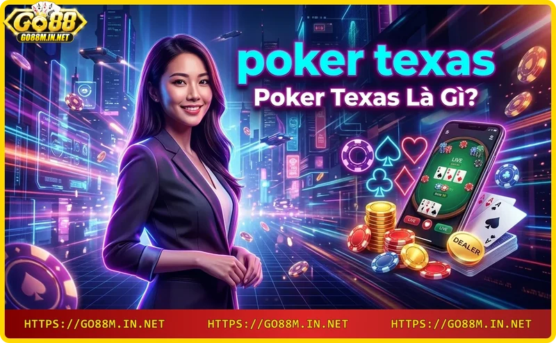 Khái niệm poker Texas với hình tiểu bang Texas và bài
