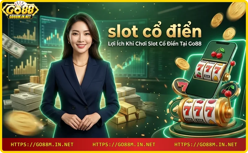 Người chơi đang quay slot cổ điển với biểu tượng trái cây và tiền xu phát sáng