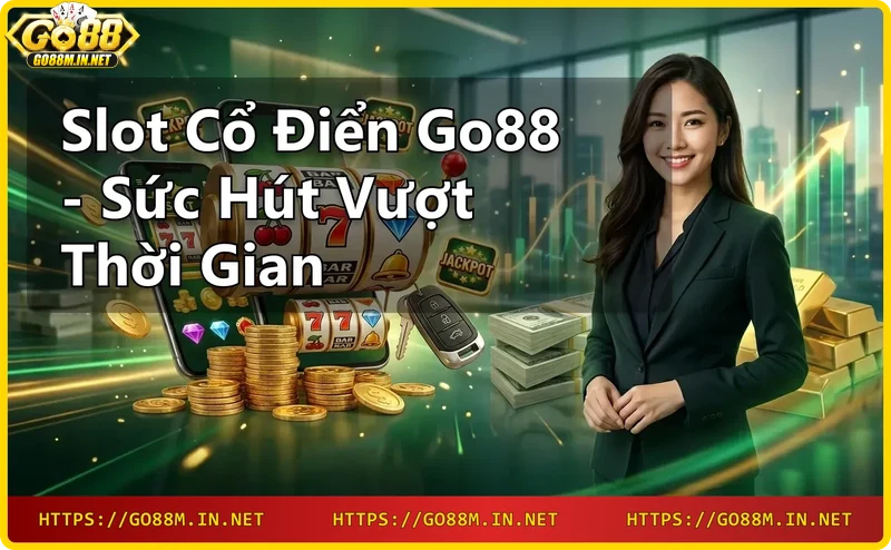 Người chơi đang quay slot cổ điển với biểu tượng trái cây và tiền xu phát sáng