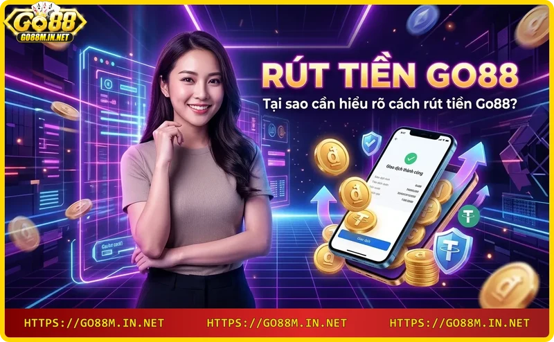 Người dùng thực hiện rút tiền Go88 trên điện thoại với biểu tượng bảo mật