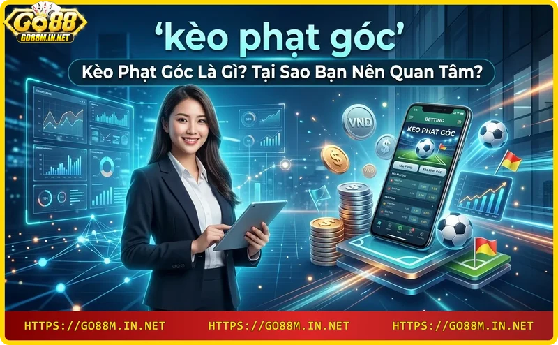 Quả bóng đá trên chấm phạt góc với hiệu ứng neon, minh họa cho kèo phạt góc